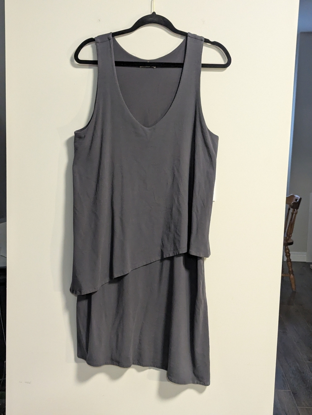 Lilla P dress size L. Made In Peru. Sleeveless Jersey Tiered Uneven Hem Layered